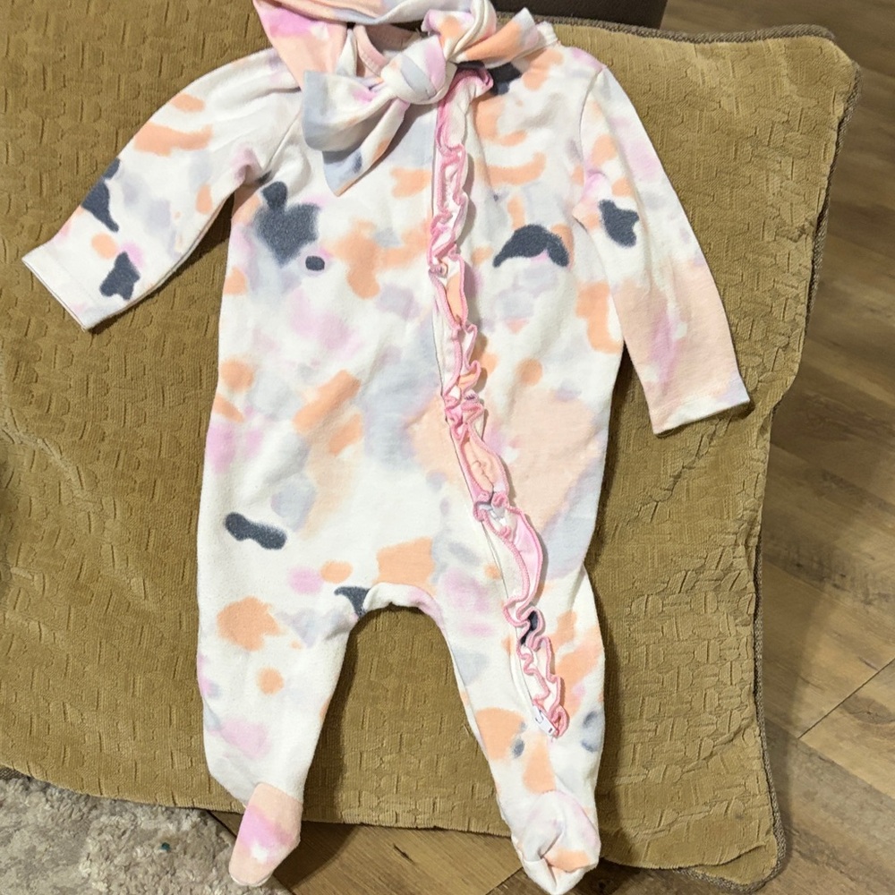 Carter's Pink and Gray Kids One Piece Footie - Picture 2 of 4